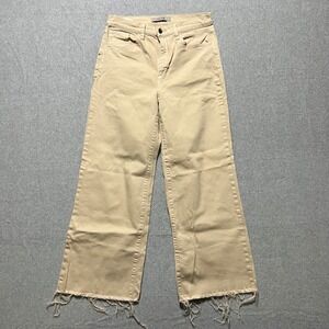 JOES JEANS HIGH RISE DISTRESSED FLARE WIDE LEG JEANS KHAKI SIZE 29 RIPPED CUFF